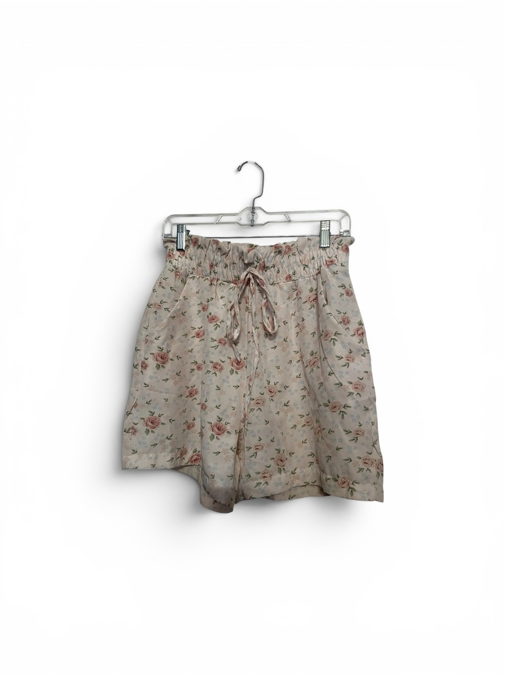 Source Unknown Cream Floral Drawstring Women Shorts